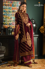 Asim Jofa -Winter 3PC Velvet Embroidered Suit - BFB0551