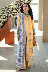 QALAMKAR - 3PC Lawn Chikankari Embroidered Shirt With Monar Embroidered Dupatta and Trouser - BFB0723