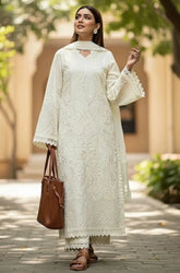 SHANZAY - 3PC Lawn Embroidered Shirt with Chiffon Embroidered Dupatta and Trouser - BFB0653