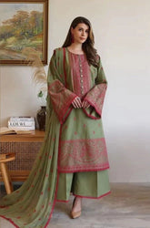 BAREEZE - 3PC Summer Lawn Embroidered Shirt with Chiffon Embroidered Dupatta and Trouser - BFB0785