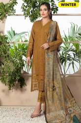 Crimson - Winter 3PC Dhanak Chicken Kari Embroidered Suit - BFB0023