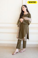 Asling - Winter 3PC Dhanak Embroidered Shirt - BFHU062