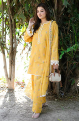Stitched 3Pcs Embroidered Lawn Suit – RTW057 - Stitched | BlueFery