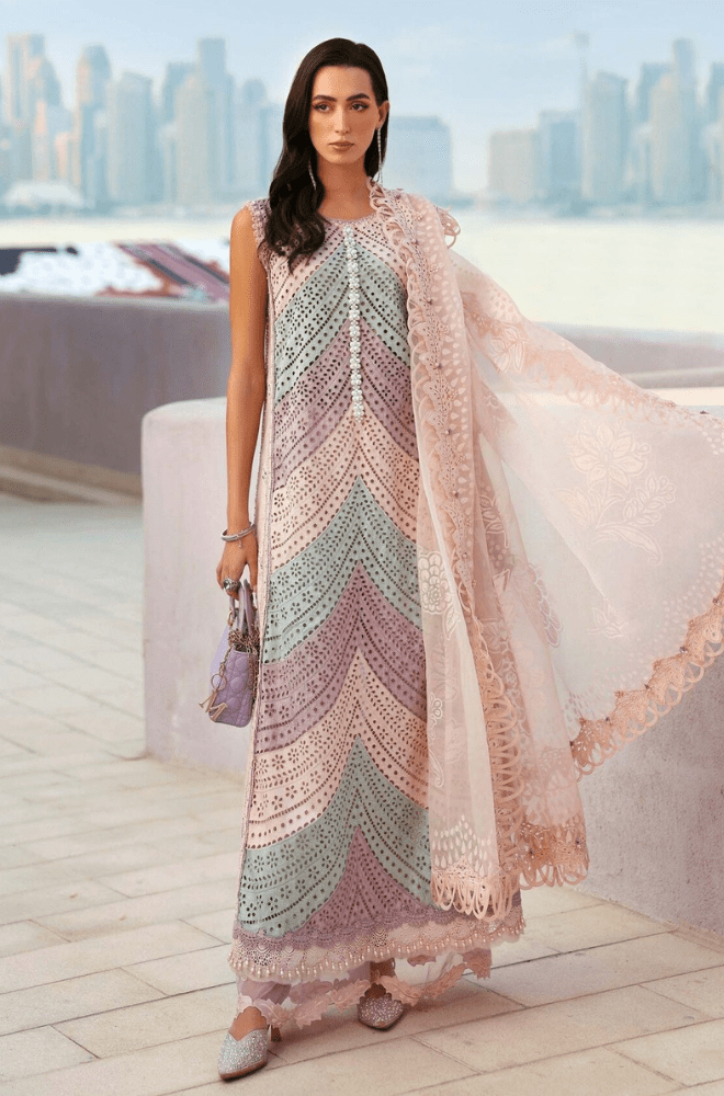 Stitched 3Pcs Embroidered Lawn Suit - RTW060 - New Arrivals | BlueFery