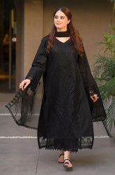 MUSHQ - 3PC Lawn Chikankari Embroidered Shirt with Monar Embroidered Dupatta and Trouser - BFB0751