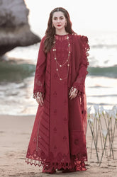 QALAMKAR - 3PC Lawn Chikankari Embroidered Shirt with Chiffon Embroidered Dupatta and Trouser -BFA0021
