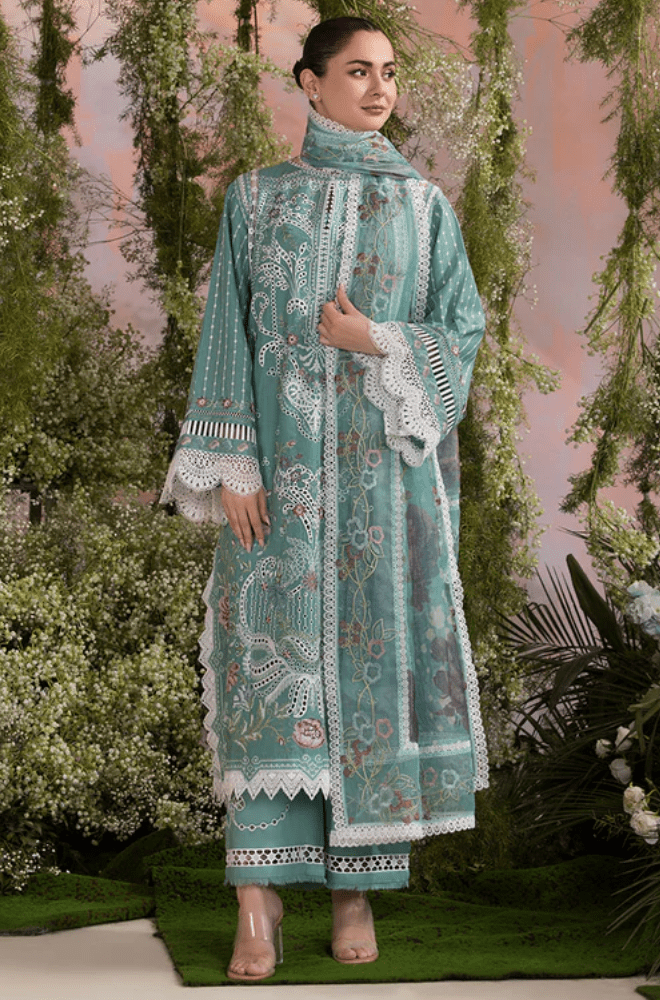 Summer 3PC Lawn Chikankari Embroidered Suit - BFB0620 - luxury | BlueFery