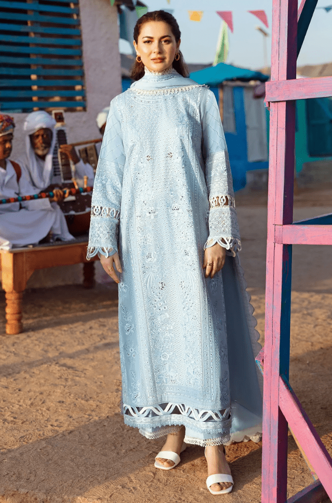 Summer 3PC Lawn Chikankari Embroidered Suit - BFB0722 - luxury | BlueFery