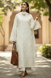 Summer 3PC Lawn Chikankri Embroidered Suit - BFB0653 - New Arrivals | BlueFery