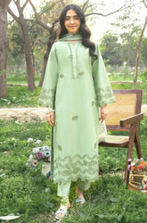 EYELET - 3PC Lawn Chikankari Embroidered Shirt with Monar Printed Dupatta and Trouser - BFB0672
