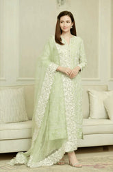 BAREEZE - 3PC Lawn Embroidered Shirt with Organza Embroidered Dupatta and Trouser - BFB0020
