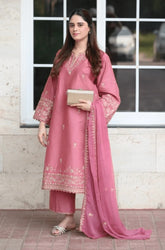 LAAM - 3PC Lawn Embroidered Shirt with Chiffon Embroidered Dupatta and Trouser - BFB0647