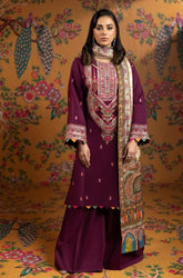 FAIZA FAISAL - 3PC Lawn Embroidered Shirt with Monar Printed Dupatta and Trouser - BFB0682