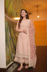 FAIZA SAQLAIN - 3PC Lawn Embroidered Shirt with Organza Embroidered Dupatta and Trouserit - BFRZ0046