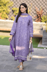 Summer 3PC Lawn Embroidered Suit - BFU01050 - | BlueFery