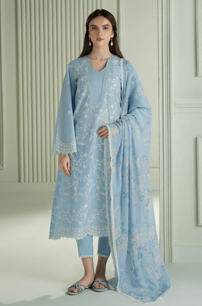 Summer 3PC Lawn Embroidered Suit - BFU0110 - | BlueFery