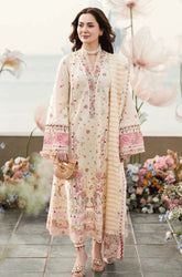 QALAMKAR - 3PC Lawn Embroidered Shirt with Khadi Net Embroidered Dupatta and Trouser - BFU0114
