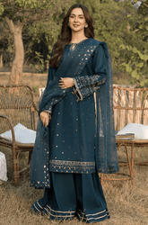 Summer 3PC Lawn Embroidered with Sequence work Suit - BFU0127 - New Arrivals | BlueFery