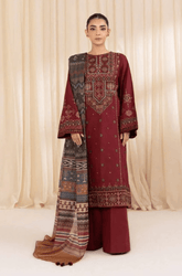 Winter 3PC Dhanak Embroidered Suit - BFB0267 - | BlueFery