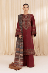 Winter 3PC Dhanak Embroidered Suit - BFB0267 - | BlueFery