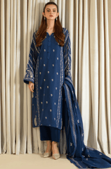 Winter 3PC Dhanak Embroidered Suit - BFB0417 - | BlueFery