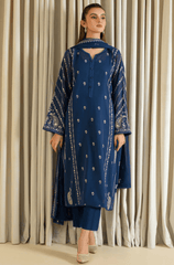 Winter 3PC Dhanak Embroidered Suit - BFB0417 - | BlueFery