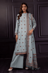 Winter 3PC Dhanak Embroidered Suit - BFB0448 - | BlueFery