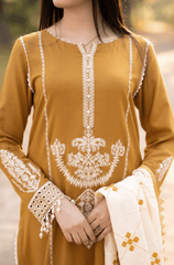 Winter 3PC Dhanak Embroidered Suit - BFB0455 - | BlueFery