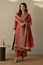 3PC Dhanak Embroidered Shirt with Dhanak Embroidered Dupatta and Trouser - BFB0499