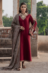 Winter 3PC Dhanak Embroidered Suit - BFB0547 - | BlueFery