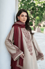 Winter 3PC Dhanak Embroidered Suit - BFU0068 - | BlueFery