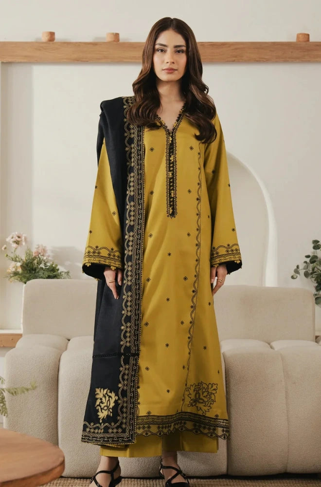 Seran - 3PC Dhanak Embroidered Shirt With Embroidered Dhanak Dupatta and Trouser - BFB0955