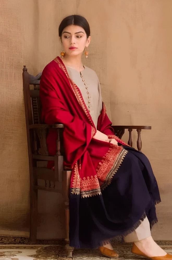 3PC Dhanak Shirt With Dhanak Embroidered Dupatta and Trouser - BFB0956