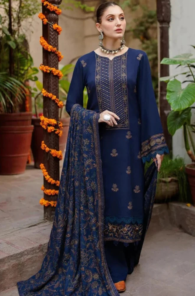 Bareeze - 3PC Dhanak Embroidered Shirt With Dhanak Embroidered Dupatta and Trouser - BFB01071