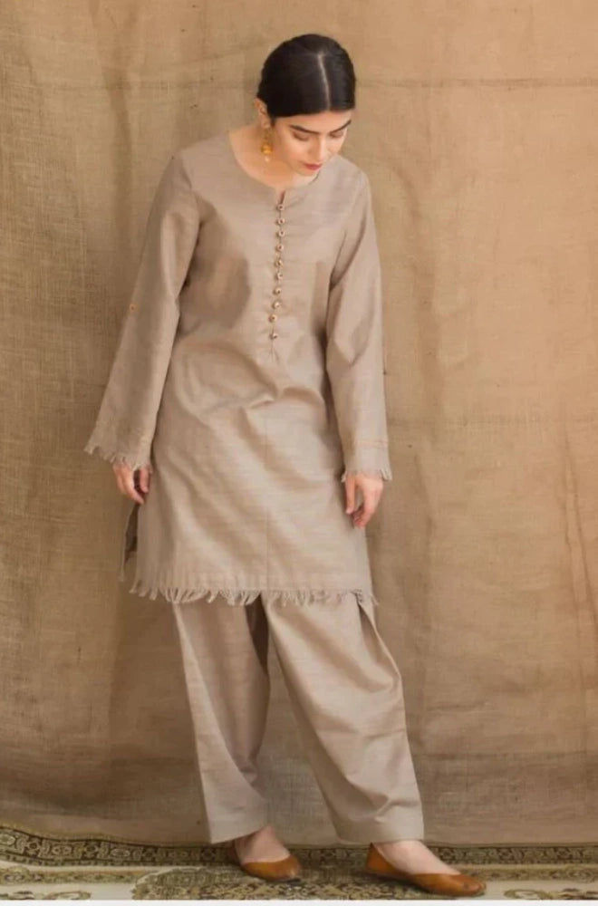 3PC Dhanak Shirt With Dhanak Embroidered Dupatta and Trouser - BFB0956