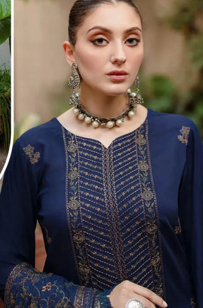 Bareeze - 3PC Dhanak Embroidered Shirt With Dhanak Embroidered Dupatta and Trouser - BFB01071