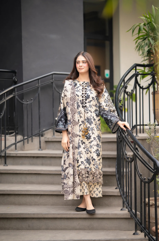 Sapphire  - 3PC Lawn Digital Print Dress - BFU0083