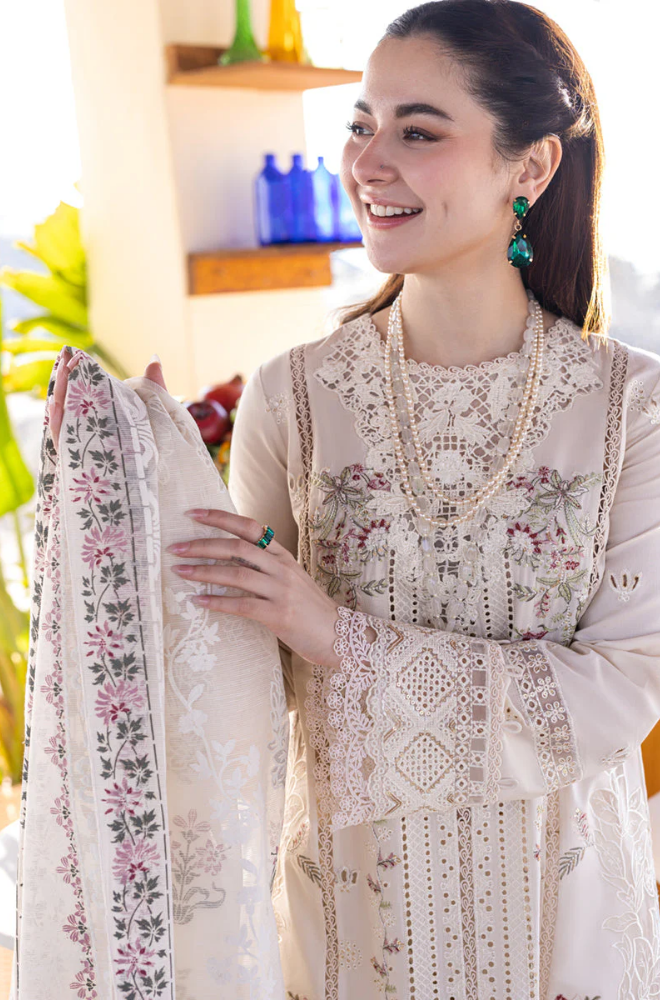 QALAMKAR - 3PC Lawn Embroidered Suit - BFB0234