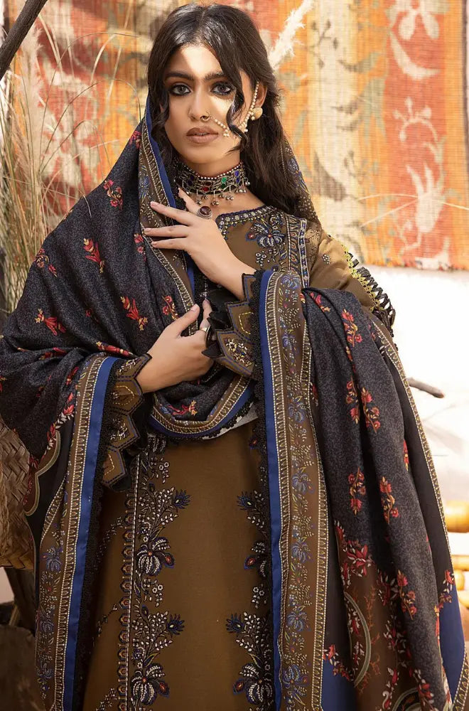 Binilyas - 3PC Dhanak Embroidered Shirt With Dhanak Printed Dupatta and Toruser - BFB01066
