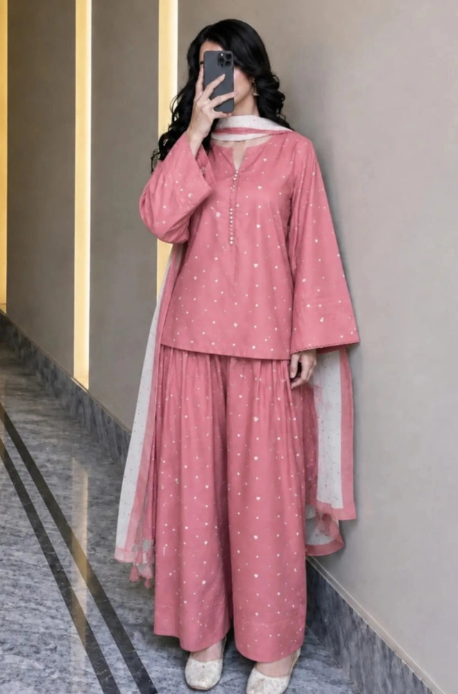 BlueFery - 3PC Printed Lawn Suit With Khadi Net Printed Dupatta and Trouser - BFB0979