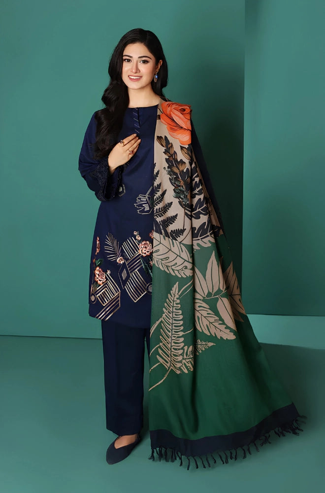 Nishat - 3PC Dhanak Embroidered Suit - BFB01132