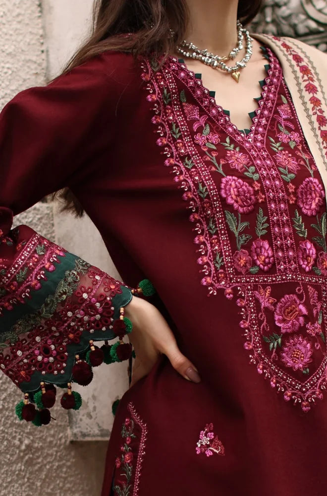 Charizma - 3PC Unstitched Dhanak Embroidered Shirt with Pashmina Printed Dupatta and Trouser - BFB01151