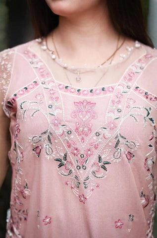 LIBAAS - 3PC Summer Lawn Embroidered Shirt with Chiffon Embroidered Dupatta and Trouser - BFB0784