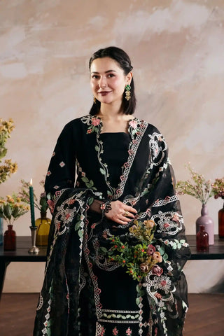 Maryam Hussain - 3PC Lawn Embroidered Shirt with Cotton Net Embroidered Dupatta and Trouser - BFB0827