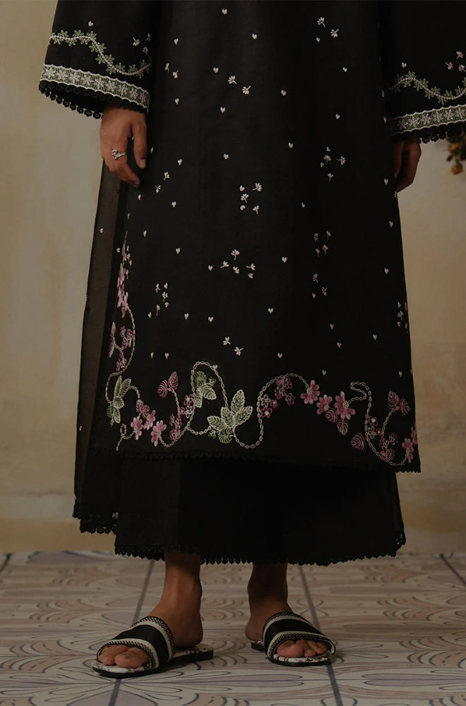 ZIVA - 3PC Dhanak Embroidered Shirt With Chiffon Dupatta and Trouser - BFB0918