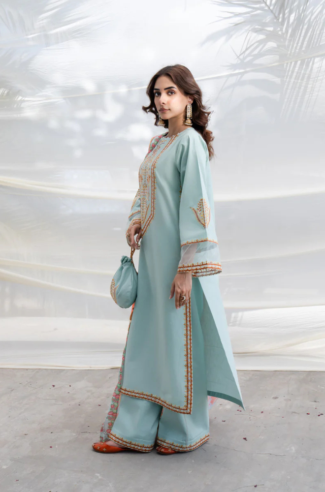 Tana Bana - 3PC Shamoz Silk Embroidered Suit - BFU0072