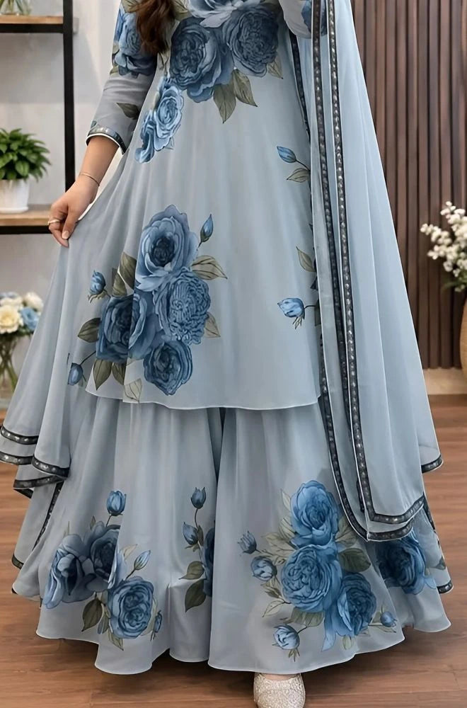 BlueFery - 3PC Lawn Maxi Style Printed Dress - BFB0924