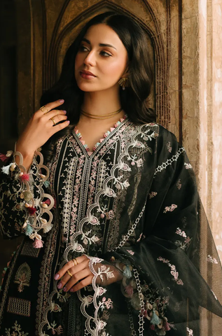 FIONA - 3PC Embroidered Lawn Shirt with Net Embroidered Dupatta and Trouser - BFB0823