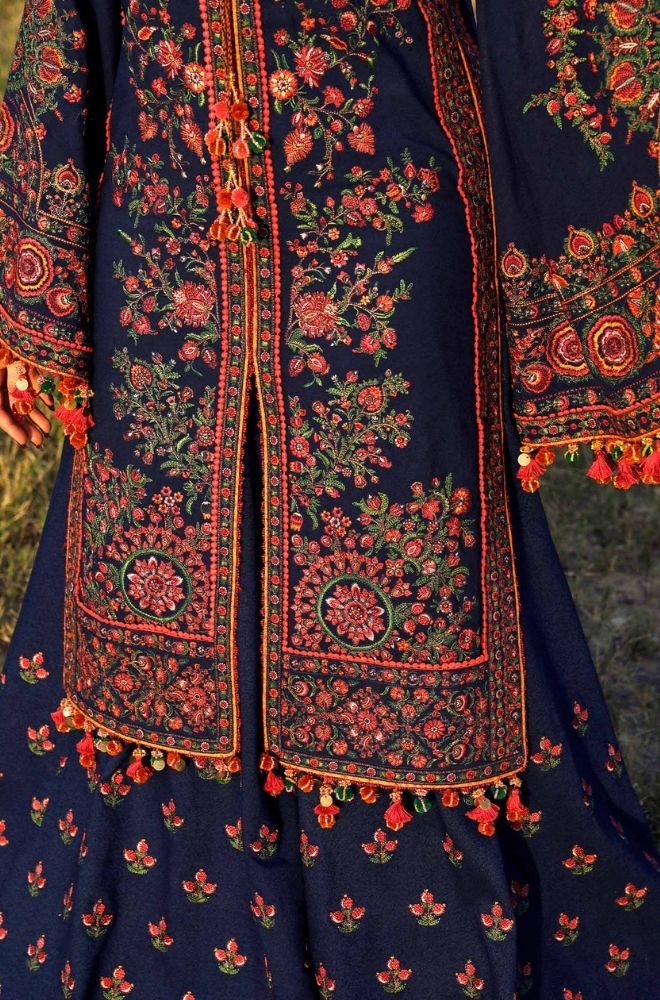 HUSSAIN REHAR - Winter 3PC Dhanak Embroidered Suit - BFB0463