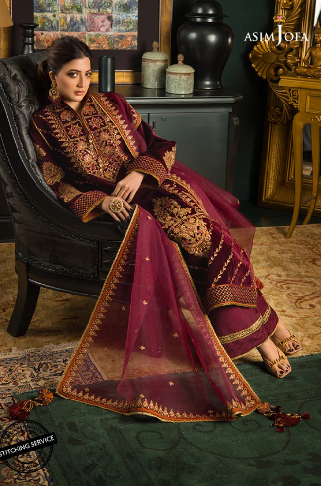 Winter 3PC Velvet Embroidered Suit - BFB0551